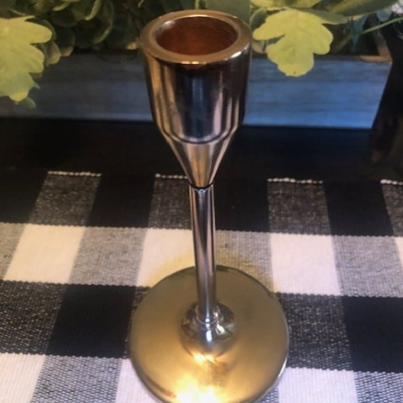 Pottery Barn Set of 2 Gold Taper Candle sticks - Picture 3 of 3